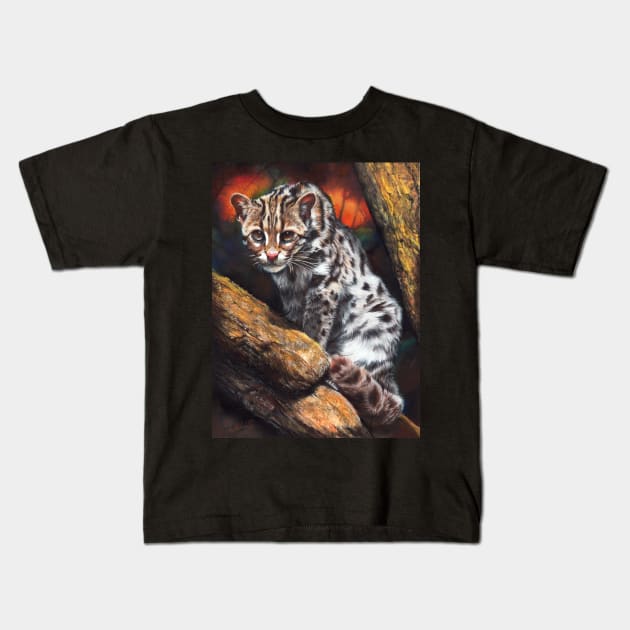 Wild Cat Kids T-Shirt by Mightyfineart